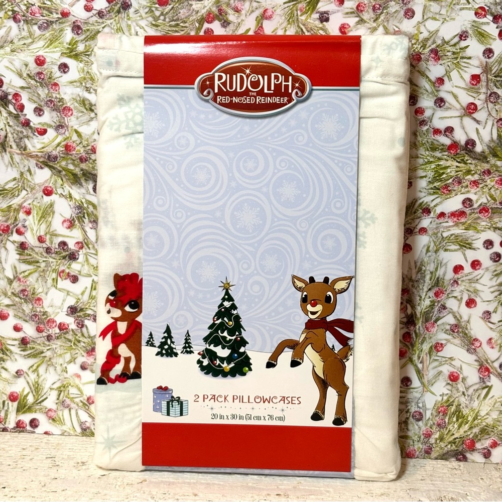Rudolph The‎ Red-Nosed Reindeer 2 Pack Holiday Pillowcases 20” x 30” NEW